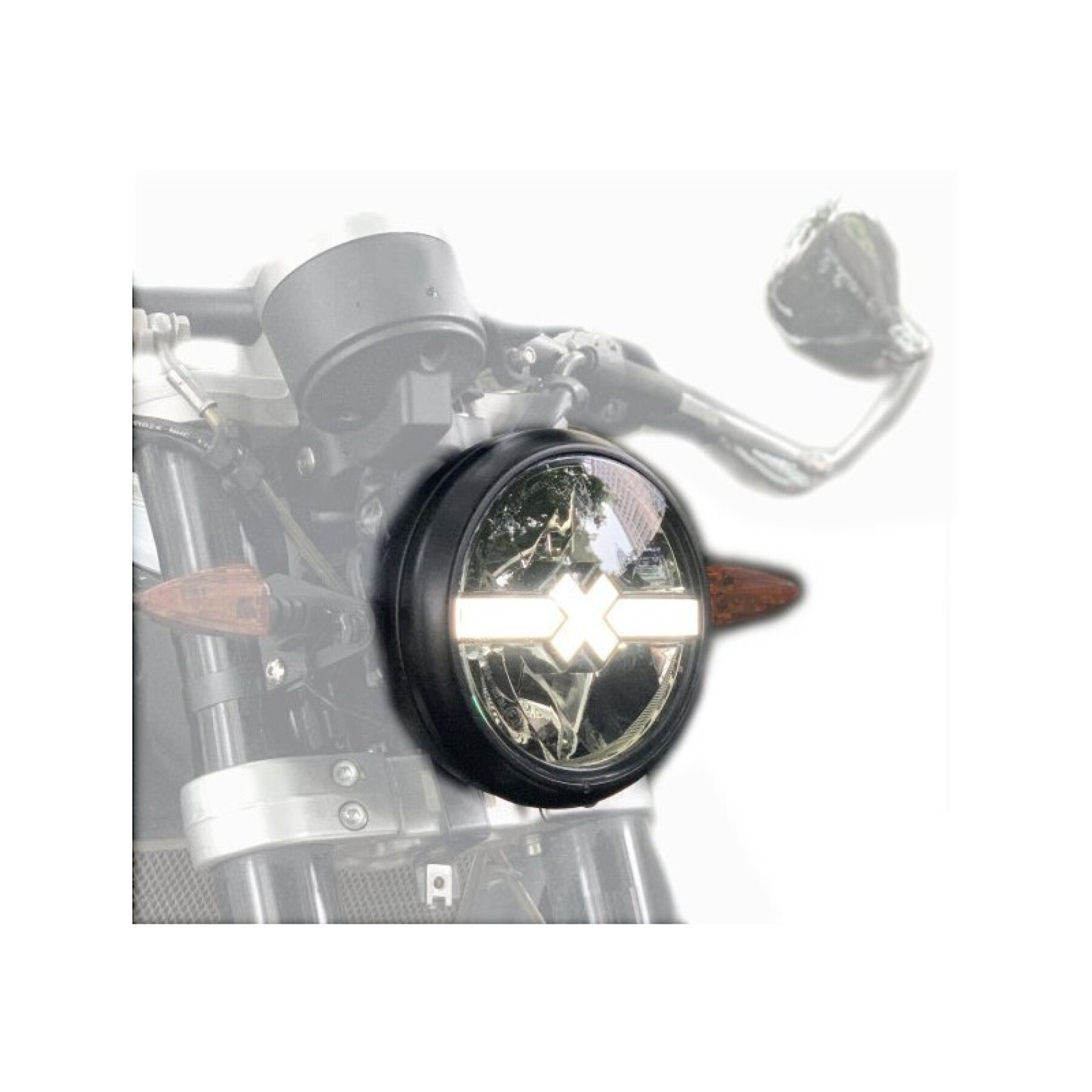 Motorfiets met geleide koplamp Brazoline Custum
