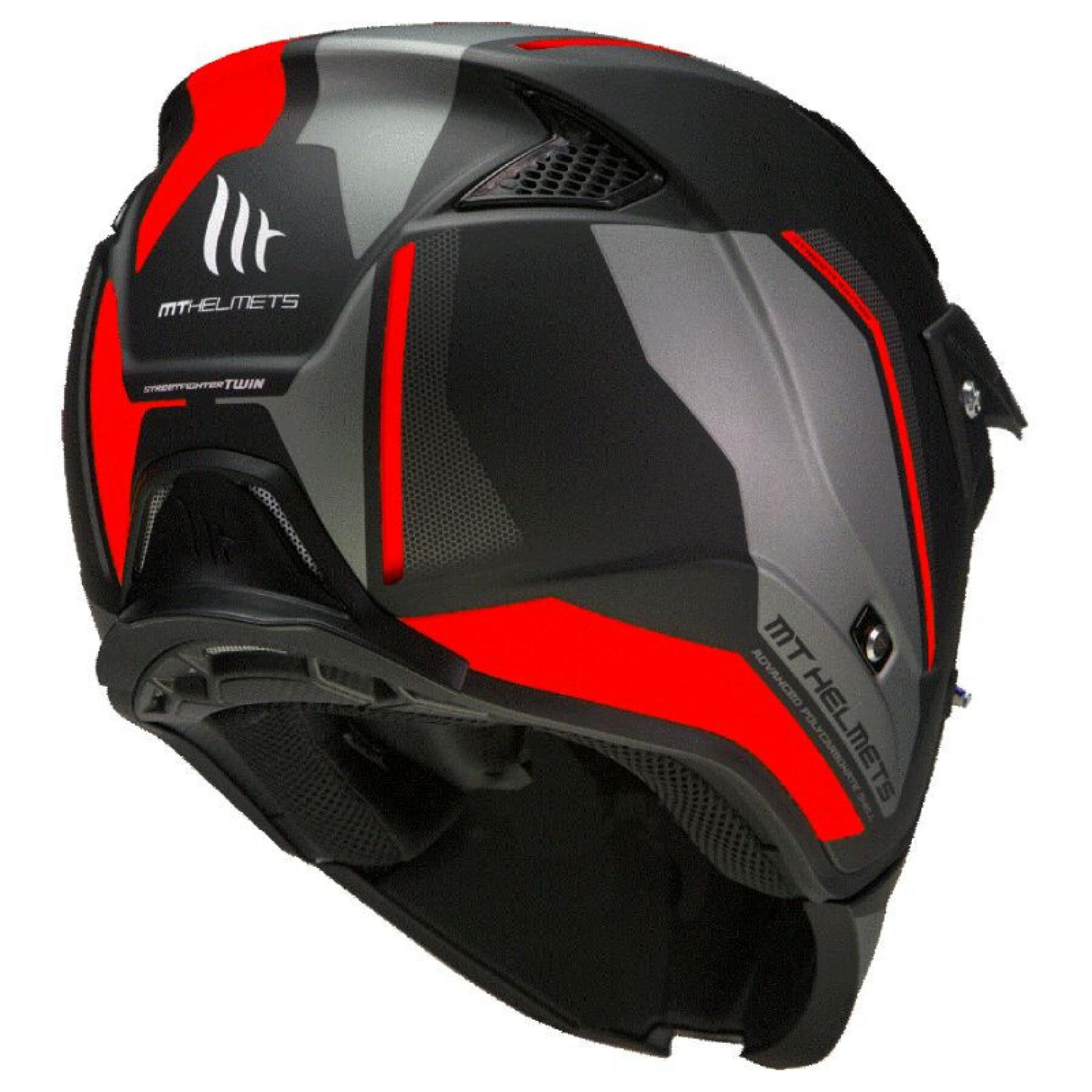 Convertible enkele schild motorcrosshelm met afneembare kinband MT Helmets Streetfighter Sv Twin C5 (Ece 22.06)