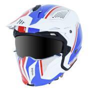Donker converteerbare helm met enkel schild en afneembare kinband MT Helmets MT STREETFIGHTER SV SKULL (geleverd met extra blauw schild)